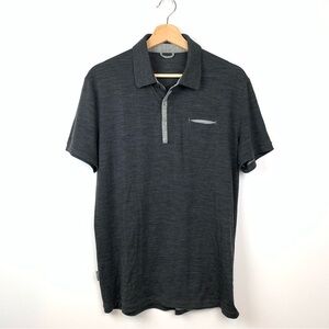Icebreaker Quattro Polo Shirt Mens Sz Medium Wool Charcoal Gray Pocket Active
